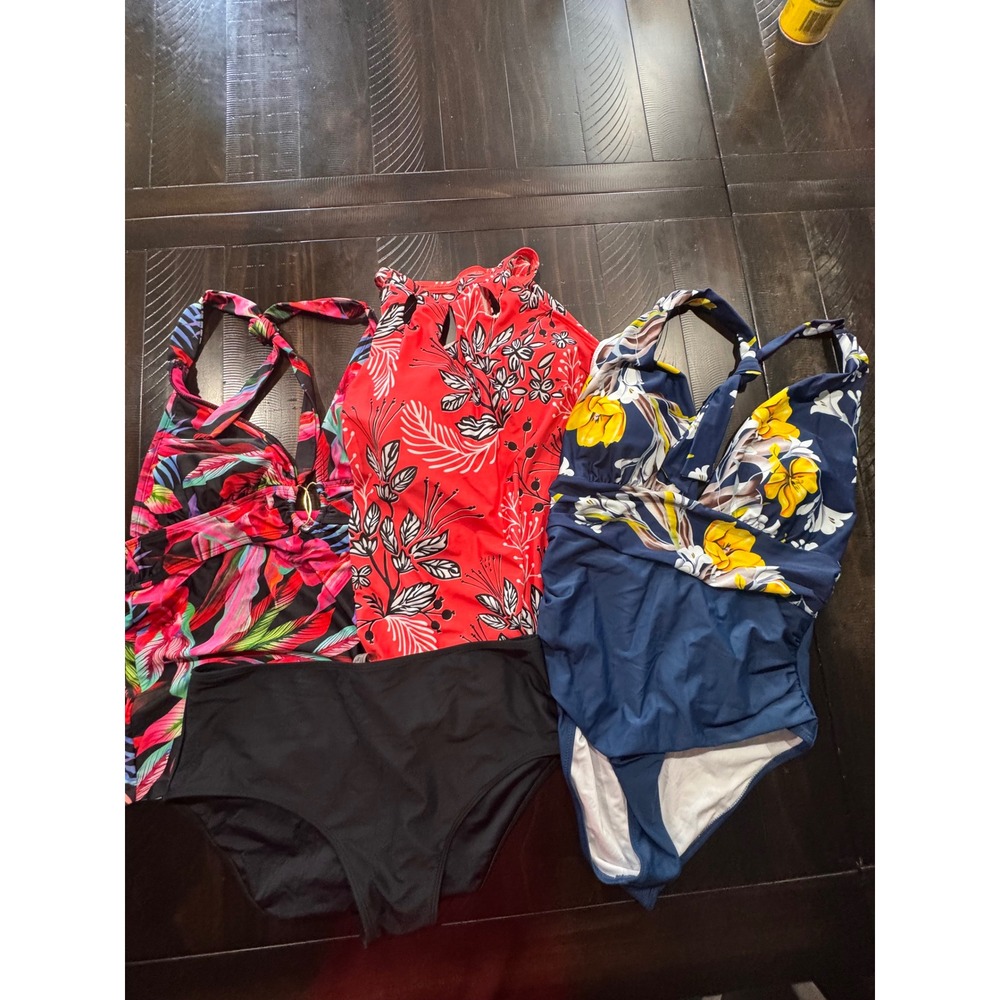 Cupshe & Unbranded Swimwear Lot One Piece Tankini Floral Navy Red Black XL XXL